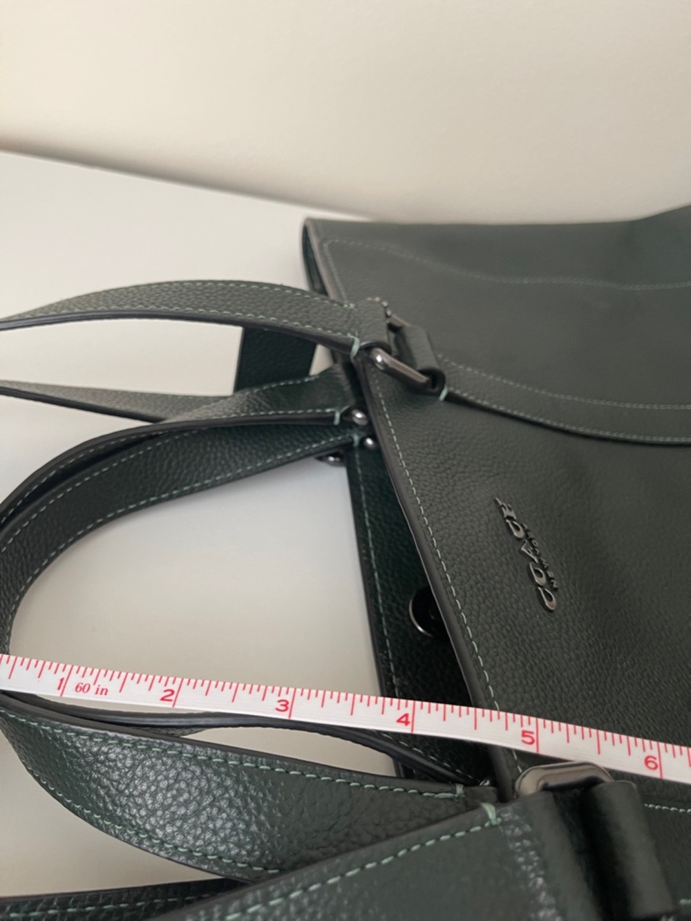 Coach Pebbled Leather Tote in Forest Green - Picture 13 of 15